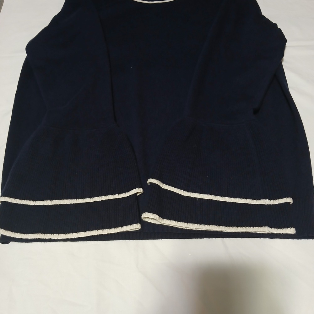 Boden Navy‎ Blue Bell Sleeve Sweater with Contrast Trim Women's US 14 - Picture 7 of 9